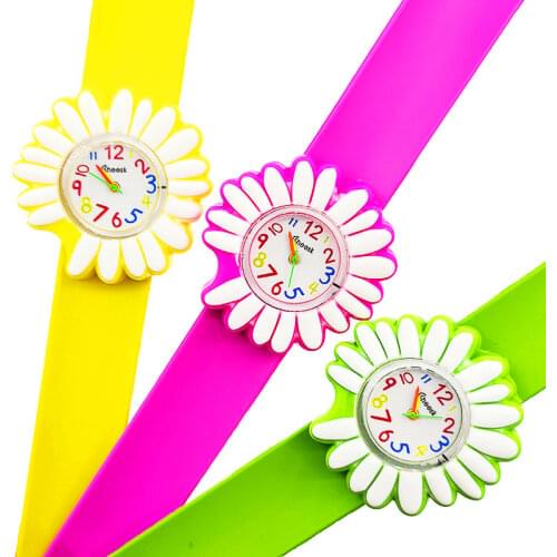 Fashion Kids Watch Flowers Chrysanthemum Watch Children Student Silicone Waterproof Quartz WristWatch Slap Baby Gift Watches Kid