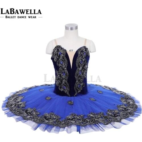 Girls Velvet Blue Bird Variation Professional Ballet Tutu Women Clsssical Tutu Pancake Costume JY005D