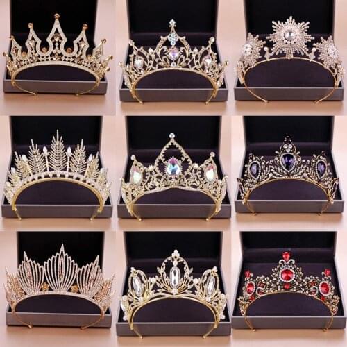 New Wedding Hair Accessories Crystal Tiara For Brides Crown Gold Head Piece Bridal Hair Accessories Crystal Crowns Queen Diadem