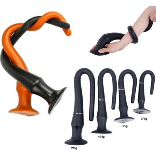 Black Extra Long Anal Plug Liquid Silicone Unisex SM Deep Butt Plug Adult Sex Toys Anal Dildo Dilator Expander Masturbator