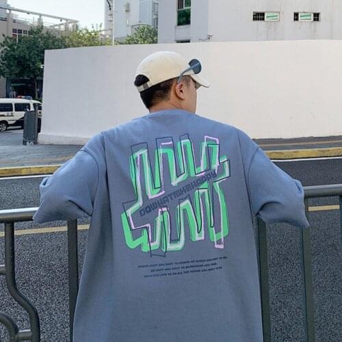 T Shirt for Men Creative Geometric Patterns Men T Shirt 4 Colors Kpop Style Hip Hop Dancing Sportwear Cotton O-Neck Short Sleeve