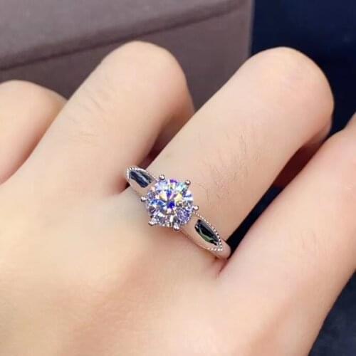 Crackling moissanite gemstone ring for women jewelry engagement ring for wedding 925 sterling silver ring birthday gift