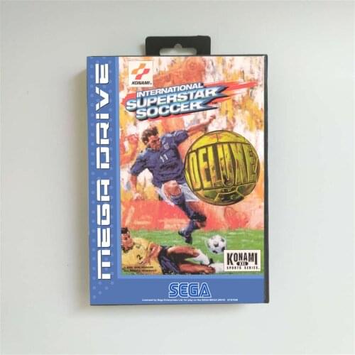 International Superstar Soccer Deluxe - EUR Cover With Retail Box 16 Bit MD Game Card for Megadrive Genesis Video Game Console