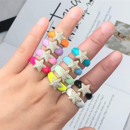 Vintage Colorful AAA Zircon Star Rings For Women Fashion Open Ring Delicate Birthday Gift for Couple Friend Jewelry Gifts