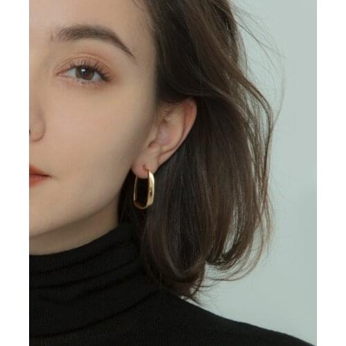 Korean Fashion Gold Color Open Square Hoop Earring For Women Simple Punk Style Brincos Geometric Earrings Party Jewelry Gifts