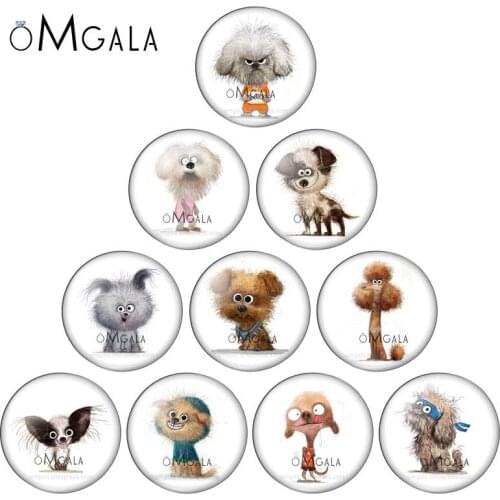 Beauty Cute Funny Dogs Cartoon 10pcs set 12mm/16mm/18mm/20mm/25mm Round photo glass cabochon demo flat back Making findings