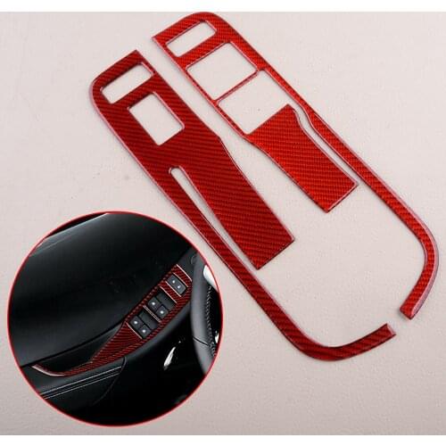 1 Set Carbon Fiber Red Car Window Control Switch Panel Cover Trim Fit for Chevrolet Camaro 2013 2014 2015 Left Hand Drive Only