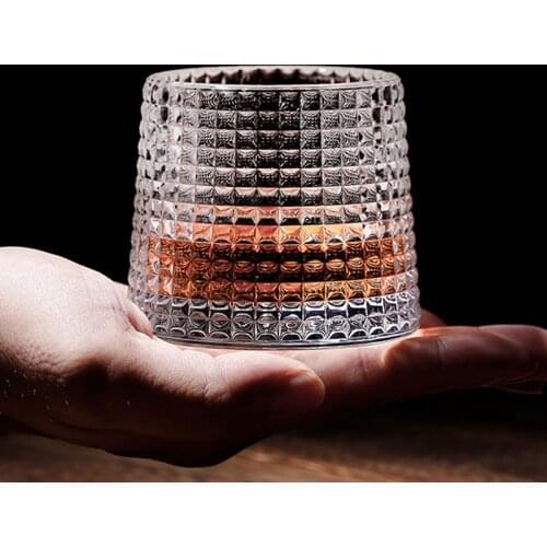 Spinning Whisky Glass Whiskey Tumblers, Old Fashioned Scotch & Bourbon Glasses