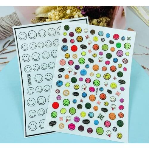 DIY Japanese Style Fashion Hot Selling Nail Stickers Thin Light Traceless Colorful Smiles Dry Nail Decals Nail Art Manicure