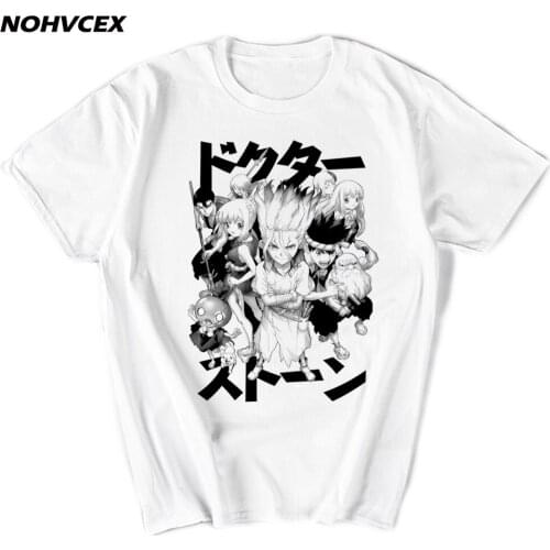 Mens Dr Stone Senku Ishigami T Shirt Short Sleeved Cotton Tshirt Cool T-shirt Summer Japanese Anime