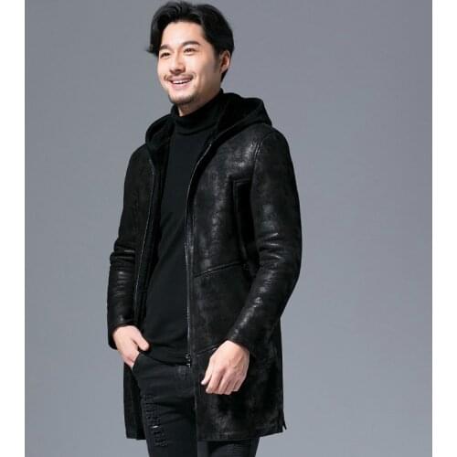 Genuine Leather Jacket Men Sheep Shearling Coat Plus Size Real Fur Wool Chaqueta Cuero Hombre C567A15741 KJ1114