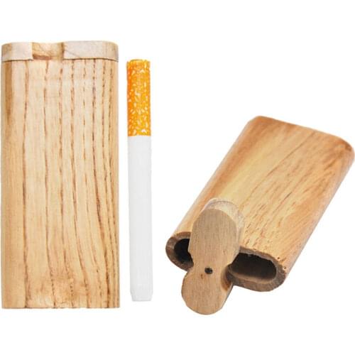 Wood Dugout Pipe Set One Hitter Swivel Cap Wooden Cigarette Box Case Smoking Accessories Cigarette Pipe Storage Box Organizer