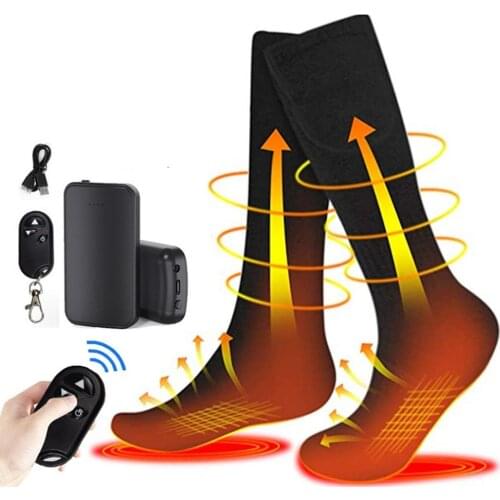 3.7V Unisex Remote Control Electric Heated Socks Boot Feet Warmer USB Rechargable Battery Socks Winter Outdoor Camping Socks
