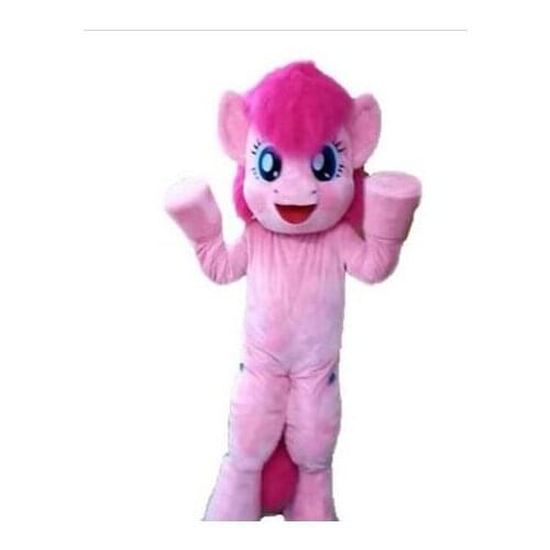 New Adult Cute Deluxe Little pink Pony Pinkie Pie Horse Mascot Costume Christmas Fancy Dress Halloween Mascot Costume Free Ship