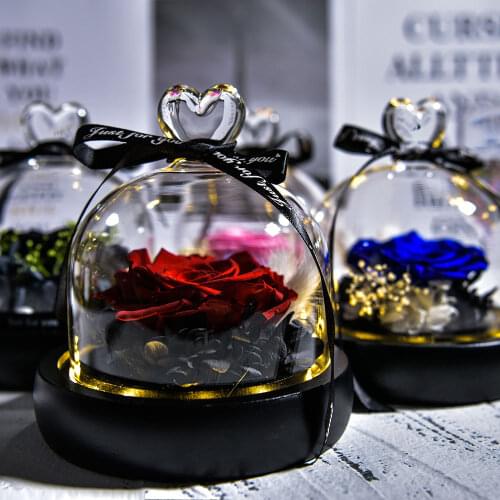 Wholesale Beauty and The Beast Eternal Rose Flowers Fresh Roses with Light for Wedding Christmas Valentine Gifts Dropshipping