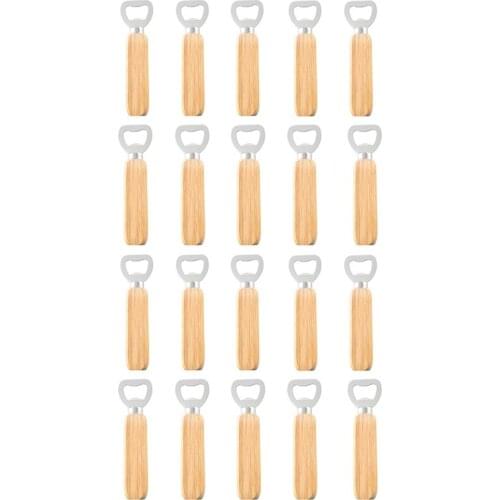 Bottle Opener Bartender Wine Opener Rubber Wood Handheld Wine Beer Soda Glass Cap Bottle Opener for Home Kitchen