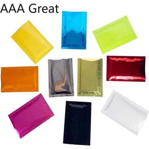 100Pcs/Lot Colorful Aluminum Foil Bag Mylar Bags Storage Pouches Food Savers Retail Packaging Tool Open Top Candy Cosmetic Pouch