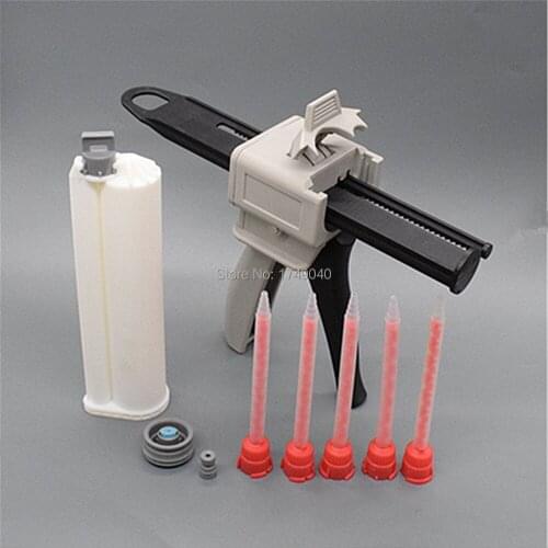 75ml AB Glue Dispensing Gun 10:1 Caulking Cartridge Dispenser Tool with Mixing Nozzle and 75ml 10:1 Empty Dual-Barrel Cartridge