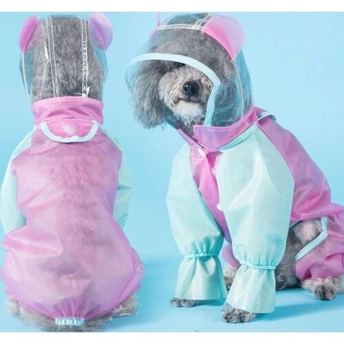 Dog Four-legged Raincoat Teddy Small Puppies Spring Summer Clothes Schnauzer Supplies All-inclusive Waterproof Pet Dog Rain Coat