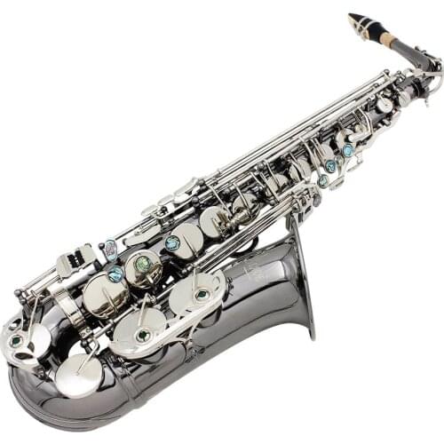Professional Bend Eb E-flat Alto Saxophone Sax High Quality Brass Black Nickel Plating Abalone Shell Keys Carve Pattern