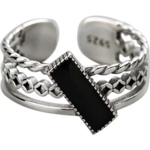 Simplicity Multi-Layer Woven Hollow Out Open Ring Female Silver Color Resin Index Finger Ring Jewelry Accessories