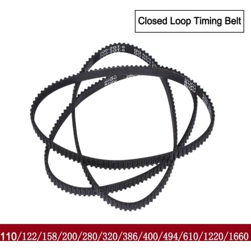 GT2 Closed Loop Timing Belt Rubber 110/122/158/200/400/610/1220mm 2GT BELT width 6mm suitably GT2 pulley for 3d printer parts