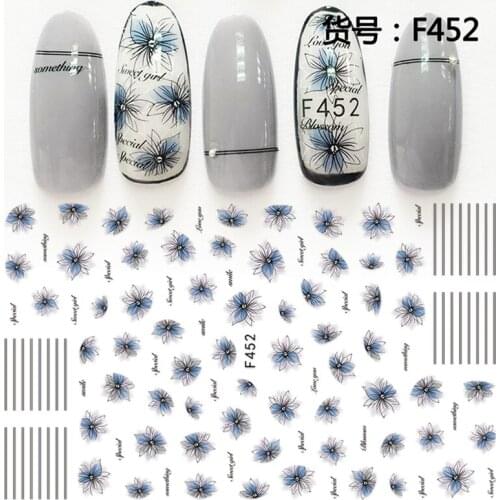 Self-adhesive ultra-thin beauty flower design 3D decals Nail Art decorations Stickers Manicure acrylic nail supplies tools F449