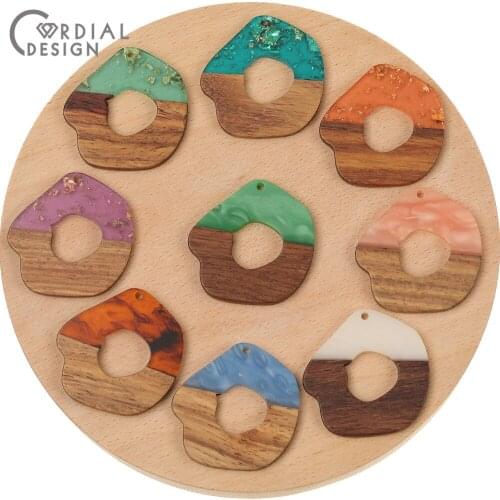 Cordial Design 50Pcs 38*38MM Jewelry Findings & Components/Hand Made/Natural Wood & Resin/DIY Making/Earrings Accessories/Charms