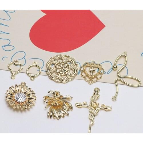 10pcs New Korean Retro sun flower for Women Statement hollow geometric pendant diy jewelry earrings accessories materials