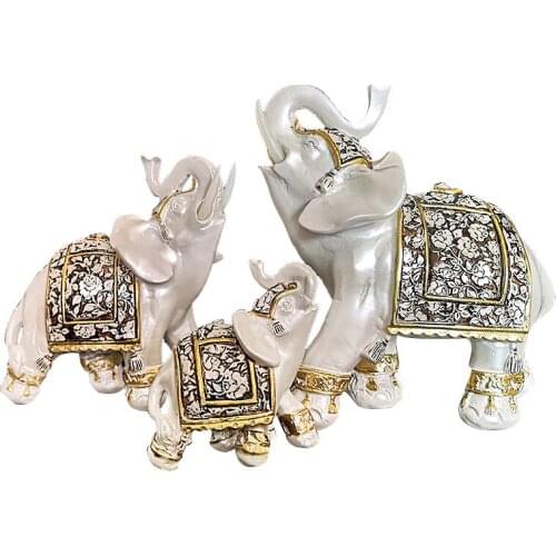 Blue and White Porcelain Resin Crafts Elephant Ornaments Animal Fortune Creative Living Room Wine Cabinet Home Decoration
