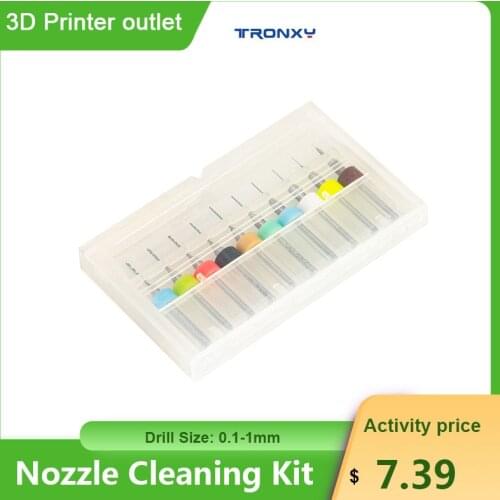 TRONXY 10 Pieces 3D Printer Nozzle Cleaning Tools Cleaning Needles 0.1-1mm Drill with Clear Storage Box