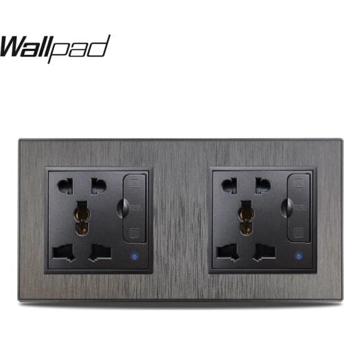 Wallpad S6 Double EU UK Universal Wall Socket Power Outlet With 2 USB Port 3.1A 3 Colors Brushed PC Plastic Design