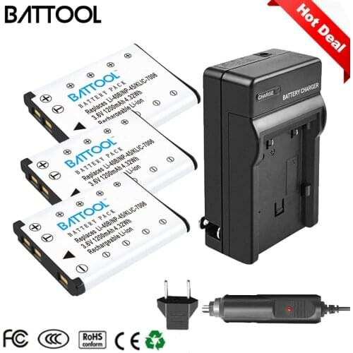 Battool EN-EL10 NP-45 NP-45A Li-40B Li-42B Li42B LB-012 NP-45S Battery + Dual LCD Charger for Fujifilm FinePix Z30,Z110,J10,J120