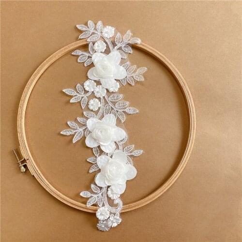1 pairs 2pcs 3D lace patches lace applique weeding dress accessories sewing on craft supplies cloth DIY decoration