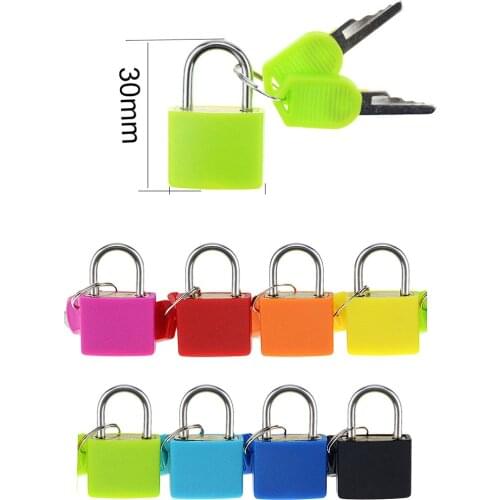 1PCS 30x23mm Small Mini Strong Steel Padlock Travel Suitcase Diary Lock With 2 Keys Colored plastic case padlock Decoration