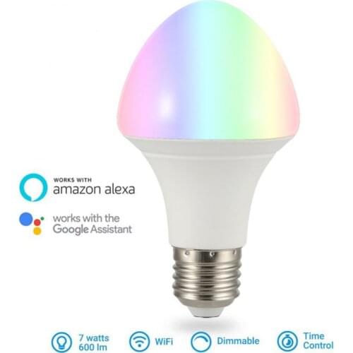 1 pc 7W E27 E26 B22 Smart Wifi Bulb Dimming Color Google Home Alexa WiFi Smart Light Bulb