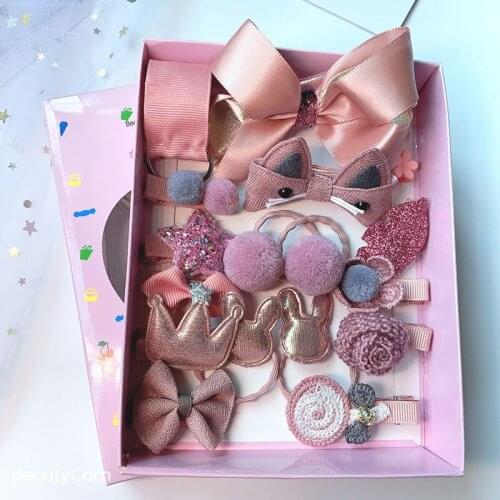 18Pcs/Set Girl Hair Accessories Set Baby Girl Fashion Hair Clip Head Jewelry DIY Handmade Cloth Princess Style Headwear Hairpins