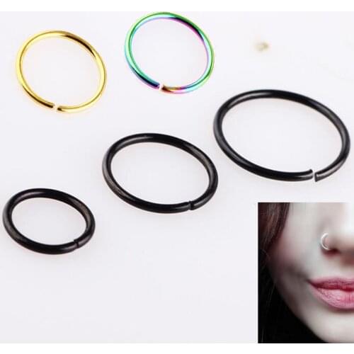 2pcs 20G 0.8mm Nostril Gold Silver Nose Hoop Rings clip on Nose ring Body Piercing Jewelry Gift