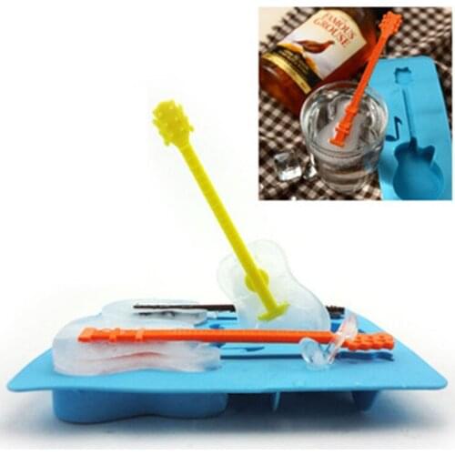 2pcs/lot Ice Cube Tray Mold Makes Cool Guitar-shaped Silicone Ice Mould Novelty Gifts Ice Tray Summer Drinking Tool