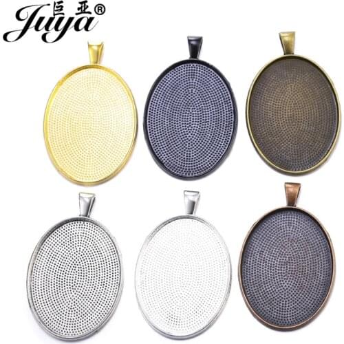 5pcs/lot 40x30mm Oval Cabochon Base Setting Trays For Pendant Necklace DIY Jewelry Making Handmade Accessories Fit 40x30mm Glass