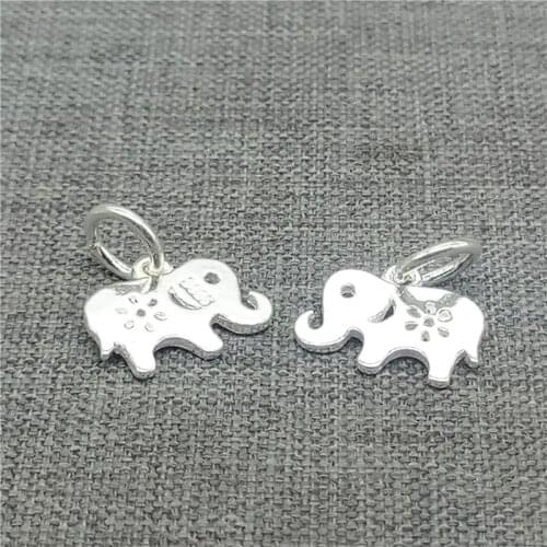 925 Sterling Silver Small Shiny Elephant Charms for Bracelet Necklace