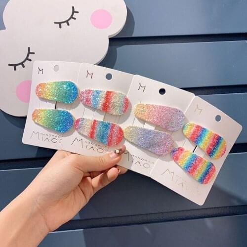 AiKway Cute Sequins Clips Stars Girls hair clip Rainbow Sparkling Crystal Side Clips Bangs Clip hair Accessories