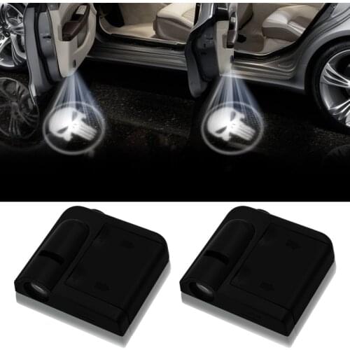 2pcs Wireless Led Car Door Welcome Laser Projector Logo Ghost Shadow Lights Skull Logo for Honda BMW Toyota Ford Car Accessories
