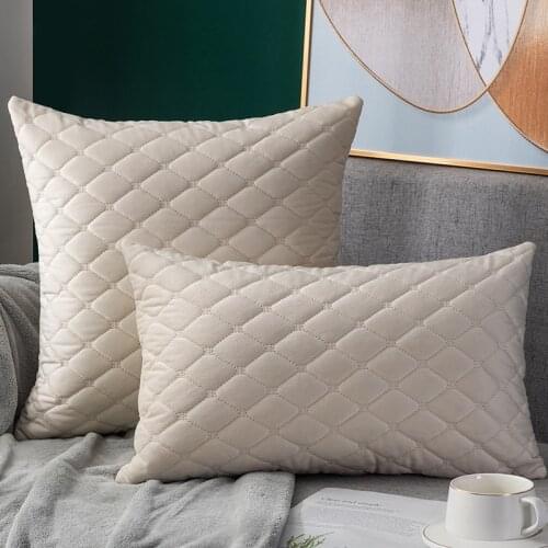 2021 NEW Nordic Velvet Cushion Cover Geometric Plaid Decorative Pillows Cover for Sofa Car Home Decor Quilting Throw Pillows