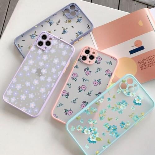 Korea Style Cute Floral Phone Case for iphone 12 11 Pro Max X XS MAX XR 6s 7 8 Plus SE 2020 Hard Matte Flower Back Cover Fundas