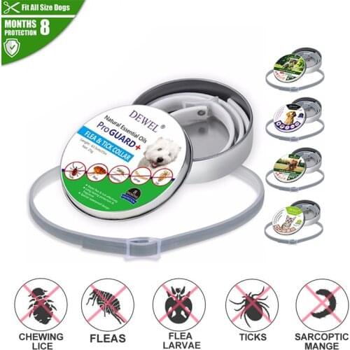 Dewel Dog Cat Collar Summer Anti-insect 8 Month Flea Tick Prevention Collar Silicone Adjustable Pet Collar Cat Accessories