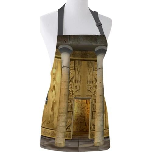 Egyptian Background Print Apron Print Unisex Kitchen Bib with Adjustable Neck for Cooking Gardening