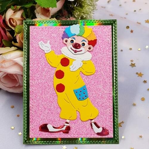 M17D DIY Printing Carbon Steel Circus Clown Mould, Clear Stamp Embossing Mold for Paper Card and Craft Gift Making