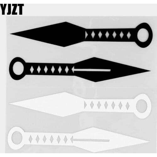 YJZT 5.8×15CM Personalized Vinyl Decal Japanese Traditional Weapon Throwing Knife Car Sticker Decoration Black / Silver 20C-0410