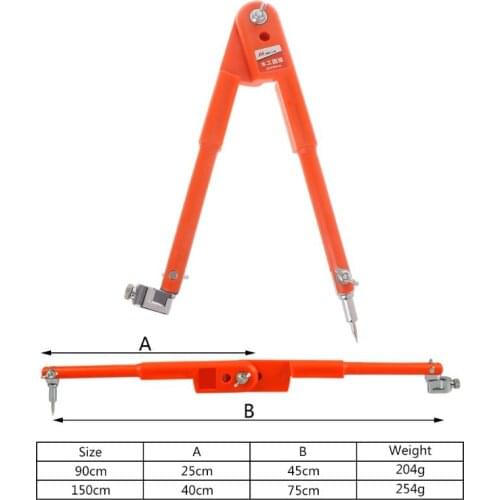 Carpenter Precision Pencil Compasses Large Diameter Adjustable Dividers Edge Marking Scribing Compass